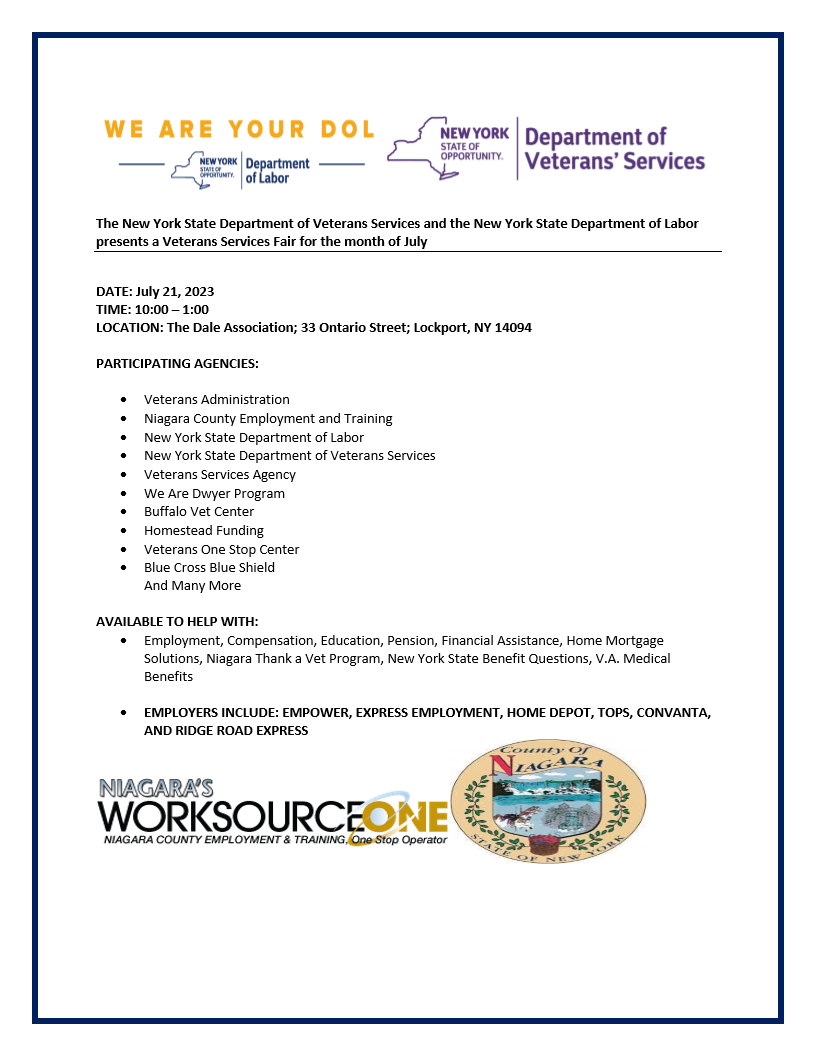 Veterans Service Fair July 2023 Flyer